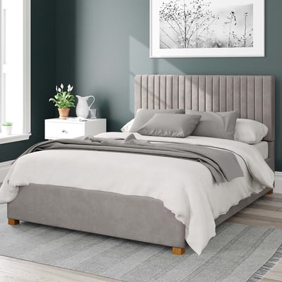 Grant Plush Velvet Storage Ottoman Bed with Vertical Upholstered Headboard ASPIRE