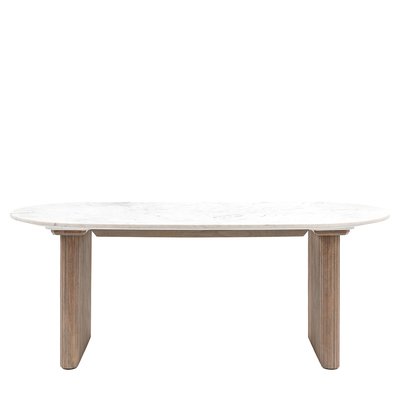 Manor Large Carrera Marble and Mango Wood Dining Table (Seats 6) SO'HOME