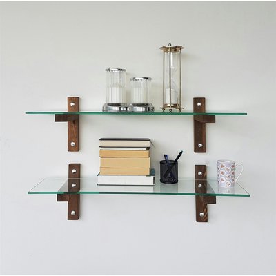 Étagère murale en verre - supports bois foncé (lot de 2) LHASA PIER IMPORT