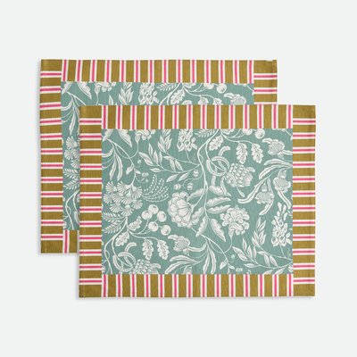 Lot de 2 sets de table imprimés, en coton, LINDA LA REDOUTE INTERIEURS