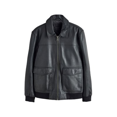 Veste en cuir avec poches plaquées signature NEXT