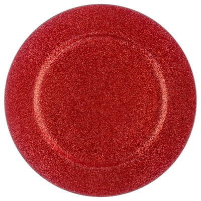 Assiette de présentation "Colorama de Noël" D33cm paillettes rouge ATMOSPHERA