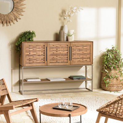 Buffet haut 155 cm 3 portes en teck recyclé sur pied SWING PIER IMPORT