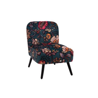 Fauteuil trendy en velours et pieds noirs - INDIA AMADEUS