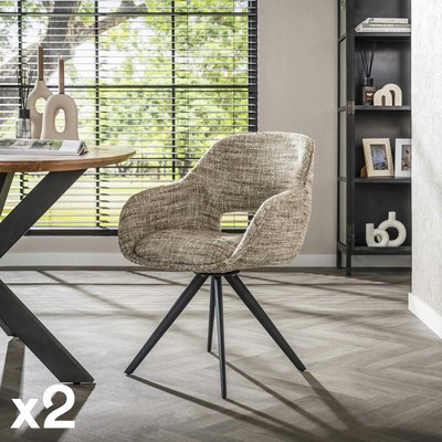 Fauteuil de table pivotant en tissu sable chiné (lot de 2) CREEK PIER IMPORT