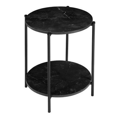 Bout de Canapé effet Marbre Noir - Dia. 40cm CALICOSY