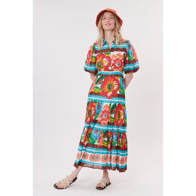 Robe maxi imprimée floral col chemise TARA DERHY