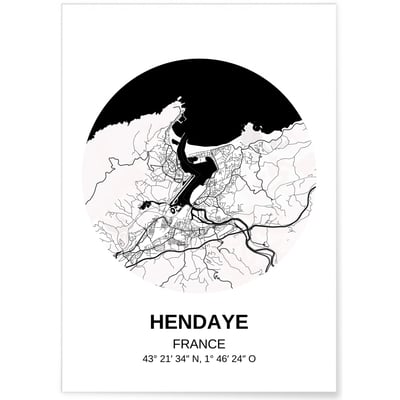 Affiche Carte Hendaye L'AFFICHERIE
