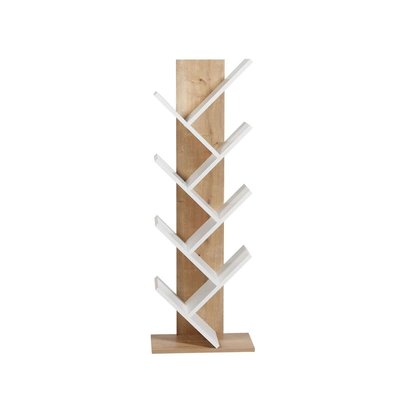 Etagère bibliothèque décor chêne et blanc H129,8 cm - TUVAL CALICOSY