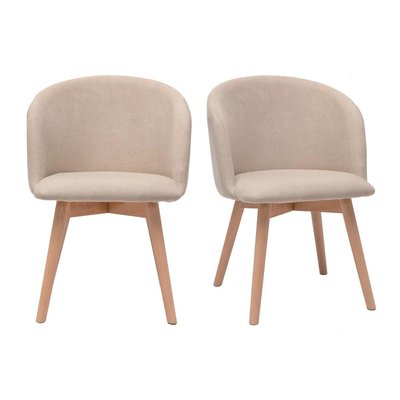 Chaises scandinaves en tissu effet velours et bois clair massif (lot de 2) VANITY MILIBOO