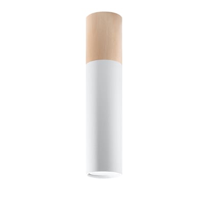Plafonnier Acier Bois Naturel/Blanc GU10 1 Pablo EDEN