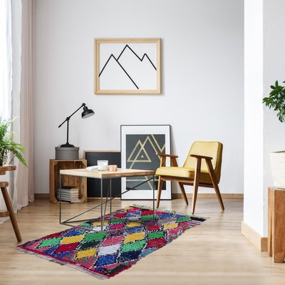 Authentique tapis berbère fait à la main en coton BOUCHAROUETTE AI UN AMOUR DE TAPIS
