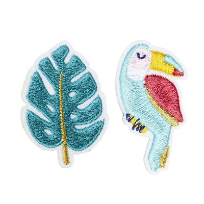 Broche brodée TOUCAN MONSTERA DRAEGER PARIS