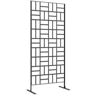 Panneau brise vue décoratif paravent extérieur motif géométrique ajouré métal noir OUTSUNNY