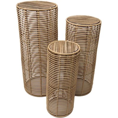 Support à plantes imitation rotin (Lot de 3) JARDINDECO