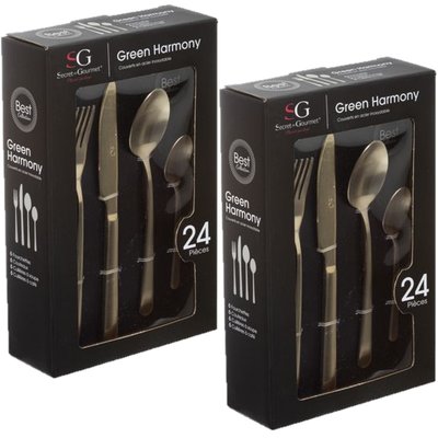 Lot de 2 Ménagères en Acier Inoxydable - 48 Couverts TOILINUX