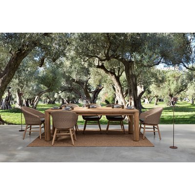 Table à manger de jardin rectangulaire en teck L240 - PORQUEROLLES HELLIN, DEPUIS 1862
