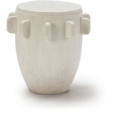 Pouf rond en bois de suar chic RECOLLECTION
