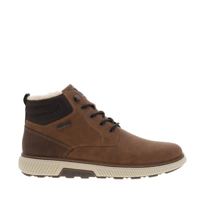 Bottines brunes à talon plat avec un zip et des lacets ronds RIEKER