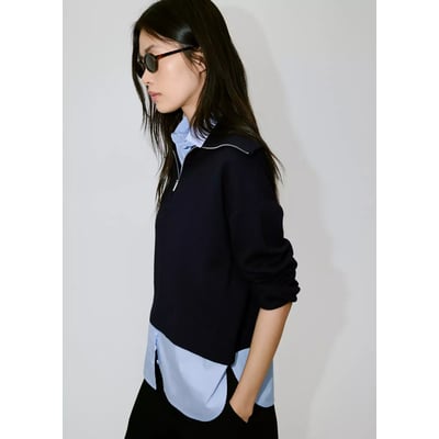 Pull en maille superposition chemise MANGO