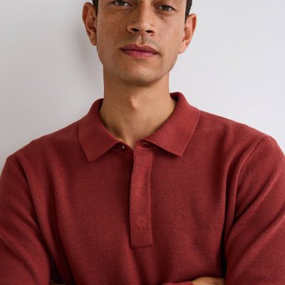 Pull col polo en coton et cachemire, certifié GOTS et Oeko-tex MONOPRIX