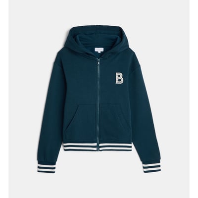 Sweat zippé à capuche bicolore coton CADET ROUSSELLE