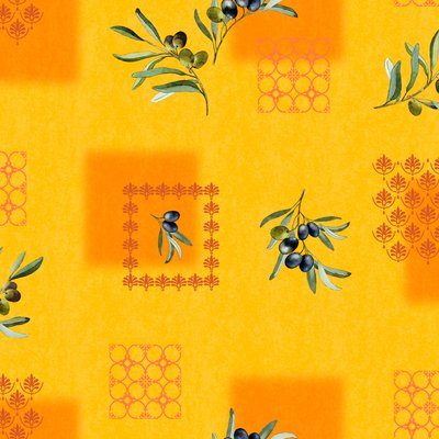 Nappe Toile cirée au mètre Olives jaune DOUCEUR D'INTÉRIEUR
