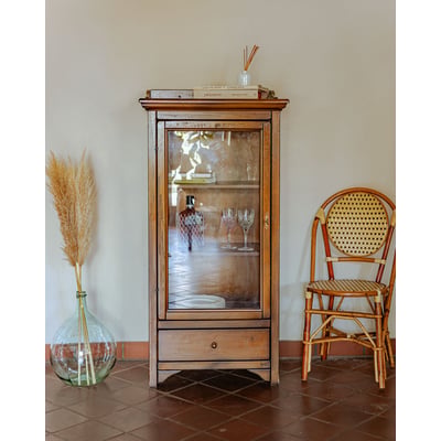Vitrine en merisier patiné Victoria N°1295 - Bon état DEBONGOUT
