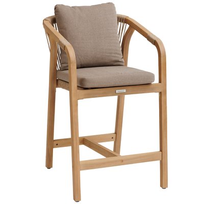 Tabouret de bar exterieur bois d'acacia et tissu taupe (lot de 2) IBIZA PIER IMPORT