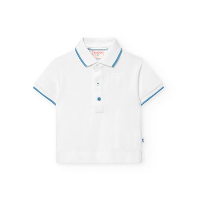 Polo uni en coton avec liserés contrastants BOBOLI