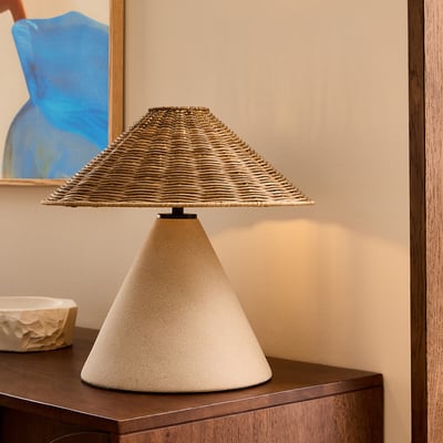 MADE.COM Marlowe Table Lamp with Rattan Shade MADE