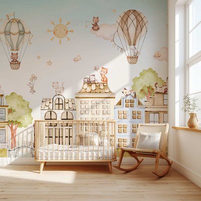 Papier peint chat chambre enfant - Chats sur les Toits HEXOA