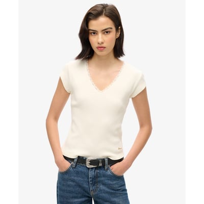 Haut à col V avec liseré en dentelle Athletic Essentials SUPERDRY