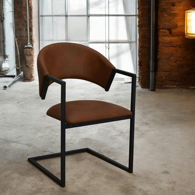 Chaise industrielle confort avec assise en microfibre chocolat PIER IMPORT