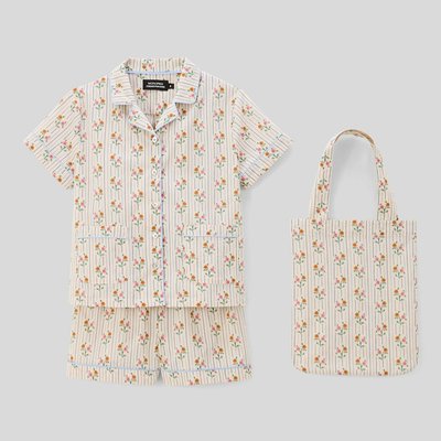 Pyjama chemise short imprimé en coton BIO GOTS MONOPRIX