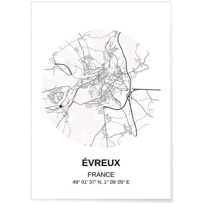 Affiche Carte Évreux L'AFFICHERIE