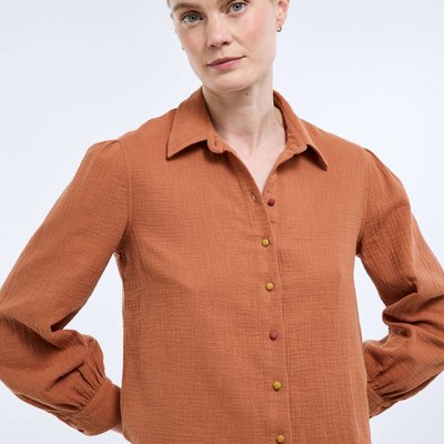 Chemise unie à boutons colorés en gaze de coton bio GOTS MONOPRIX