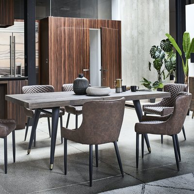Table de repas extensible en bois recyclé 140/180cm pieds en laiton style campagne ADELAIDE PIER IMPORT