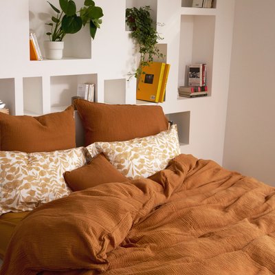 Housse de couette en gaze de coton, SIMPLEMENT GAUFRÉ BLANC CERISE