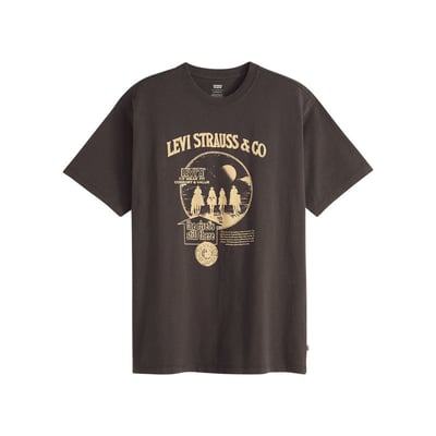 T-shirt en coton gris imprimé à coupe droite pourvu d'un col rond LEVI'S