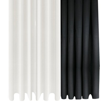 Set de 2 rideaux de douche tissu polyester blanc et noir 180x180cm WADIGA