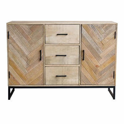 Buffet en bois massif 2 portes 3 tiroirs BRIX PIER IMPORT