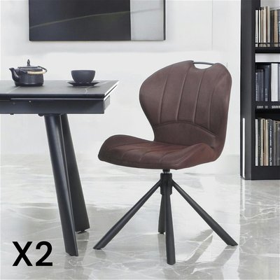 Chaise pivotante marron foncé avec dossier courbe, (lot de 2) LOMBARDIE PIER IMPORT