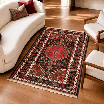 Tapis d'orient au motif oriental, noué main, HAMADAN 35 UN AMOUR DE TAPIS