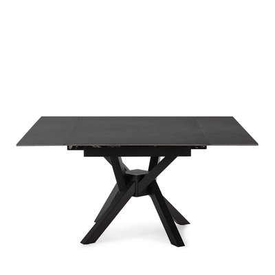 Table à manger extensible 6 à 8 personnes en céramique et métal 90-150x150cm - Brelyn DRAWER