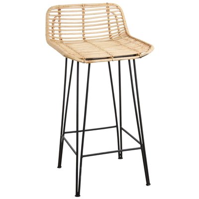 Tabouret haut en rotin naturel et métal AUBRY GASPARD