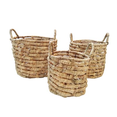 Set de 3 paniers tressés en jacinthe d'eau TOILINUX
