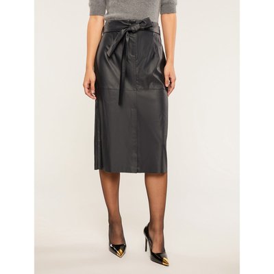 Jupe simili cuir avec ceinture La Redoute