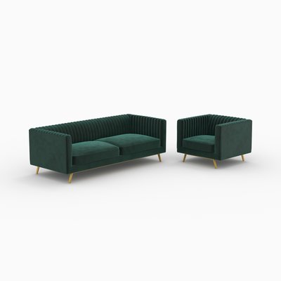 Ensemble canapé et fauteuil en velours - GATSBY RENDEZ-VOUS DÉCO