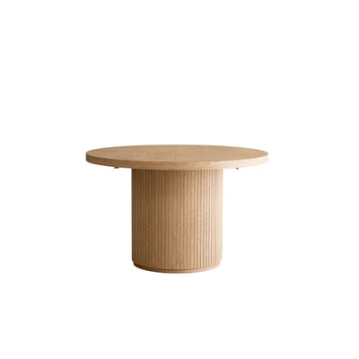 Table à manger ronde extensible 120 à 204 cm PRADO placage chêne massif avec rangements BOBOCHIC